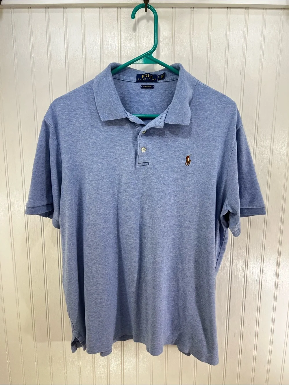 Polo Ralph Lauren Soft Jersey Cotton Classic Fit Blue Heather Shirt L Preppy